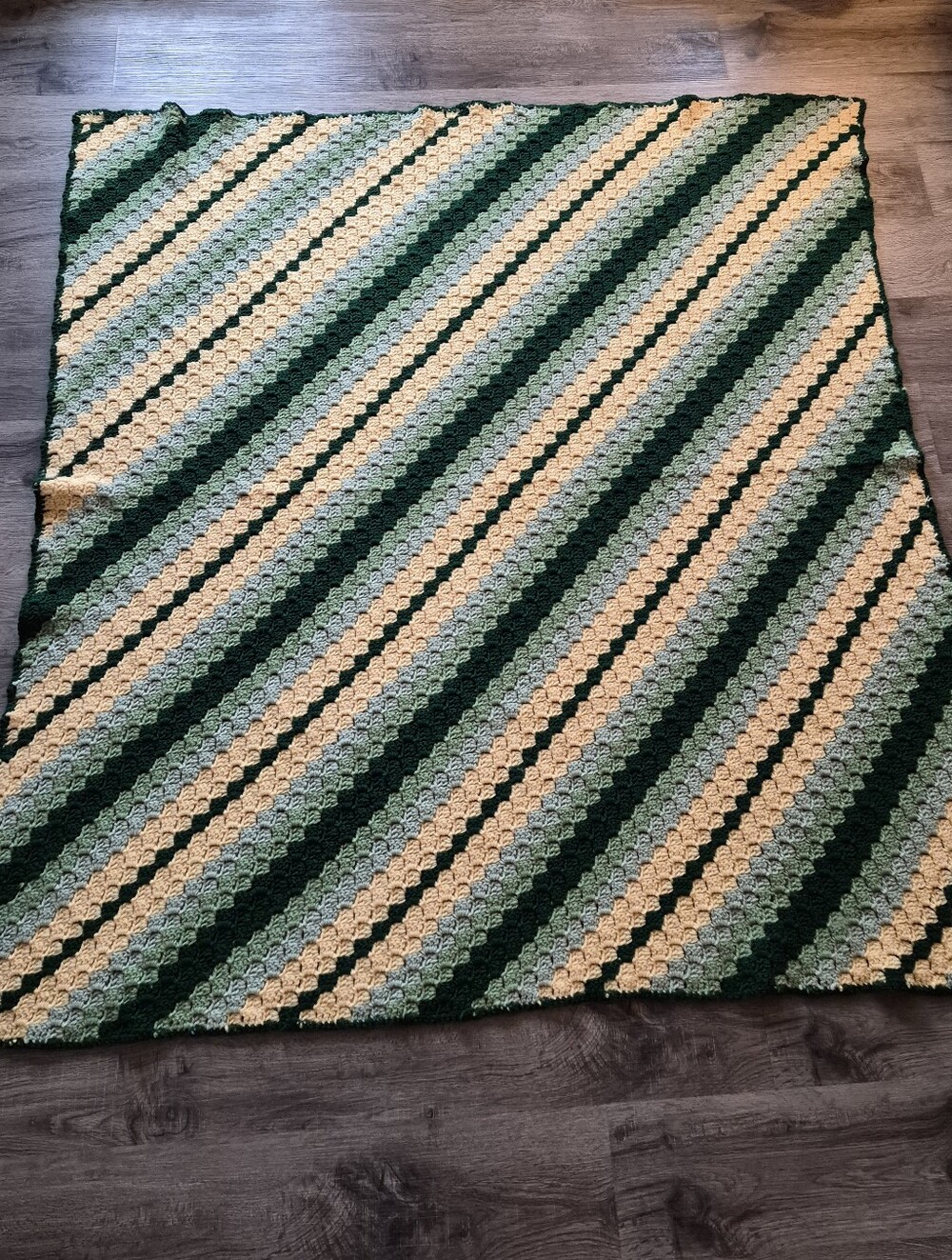 Handmade Diagonal Stripe Crochet Afghan